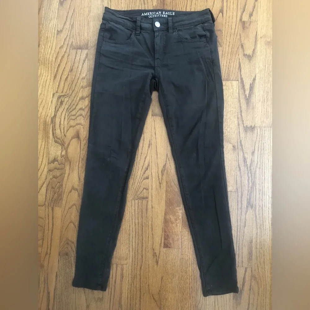 American Eagle Super Stretch Jegging AEO Sateen Dark Grey Green Women’s Sz. 4 R